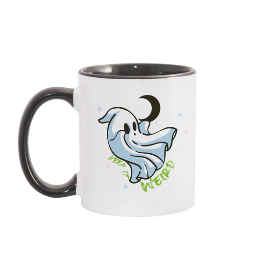 Morbid Keep It Weird Ghost Personalized Two-Toned Mug-0