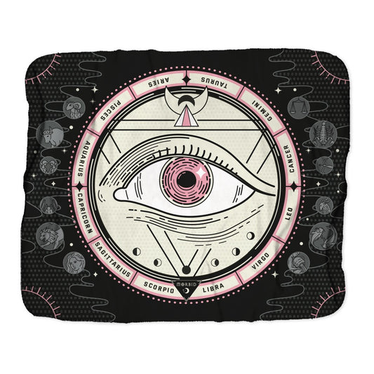 Morbid Lunar Dial Zodiac Eye Sherpa Blanket-0