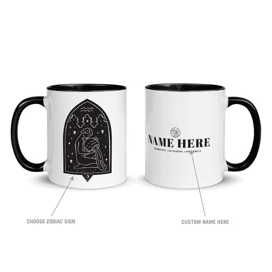 Morbid Gothic Zodiac Signs Personalized Two Toned Mug-0