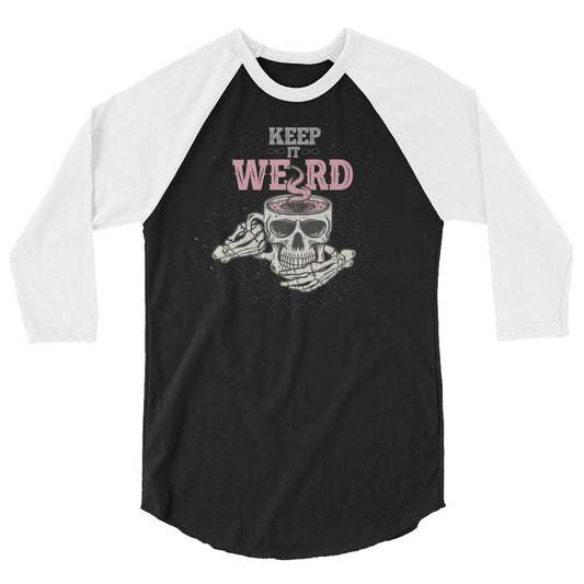 Morbid Keep It Weird Skull 3/4 Sleeve Raglan Shirt-1