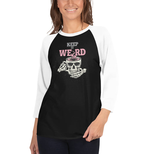 Morbid Keep It Weird Skull 3/4 Sleeve Raglan Shirt-2