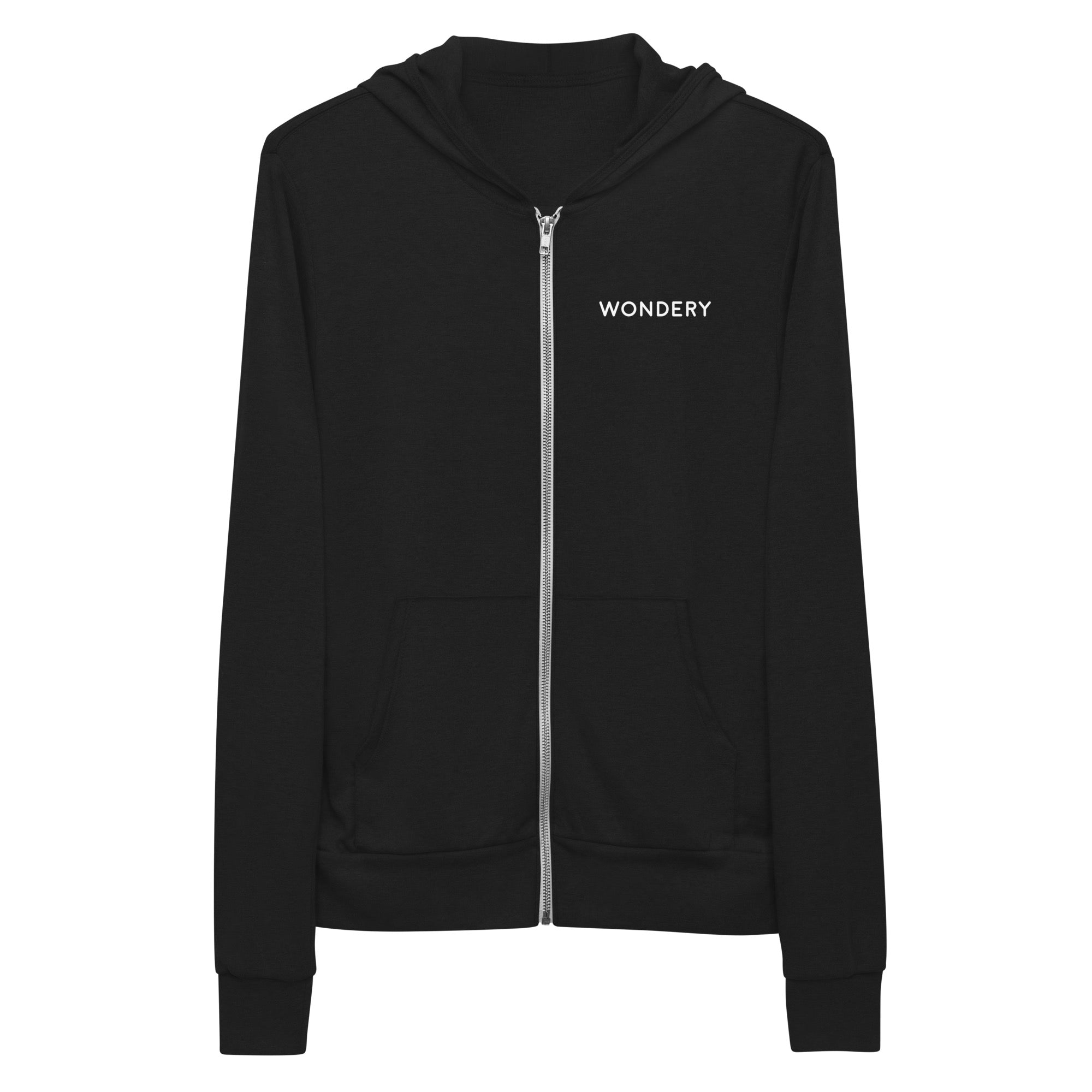 Wondery Distressed Logo Lightweight Zip-up Hooded Sweatshirt 