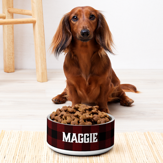 MrBallen Maggie's Personalized Plaid Pet Bowl 32 oz-2