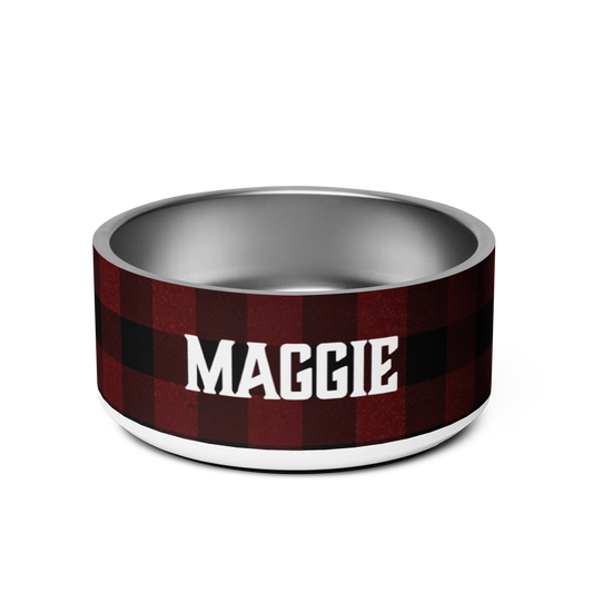 MrBallen Maggie's Personalized Plaid Pet Bowl 32 oz-1