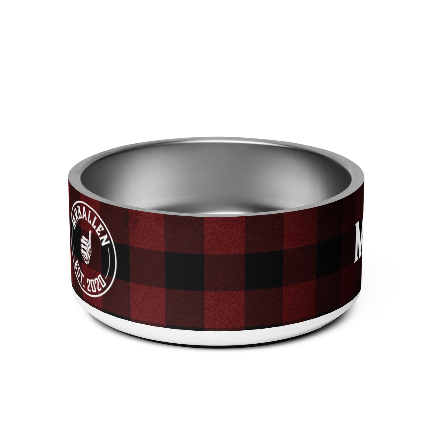 MrBallen Maggie's Collection Personalized Plaid Pet Bowl