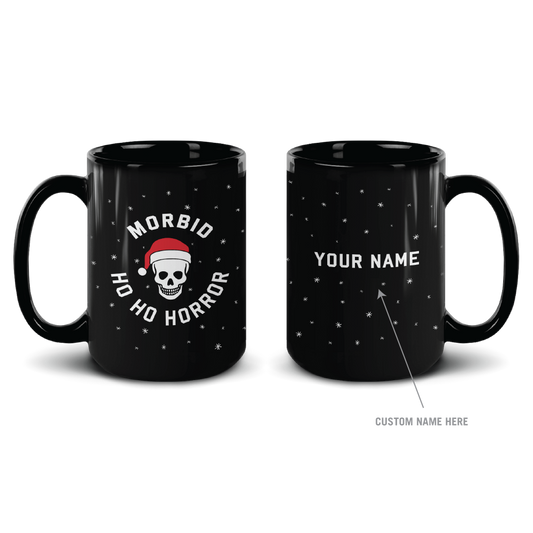 Morbid Ho Ho Horror Personalized 15 oz Black Mug-6