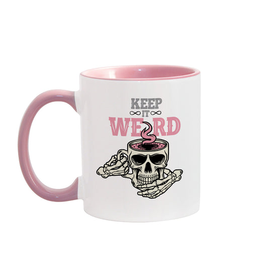 Morbid Keep It Weird Skull Personalized Two-Toned Mug-0