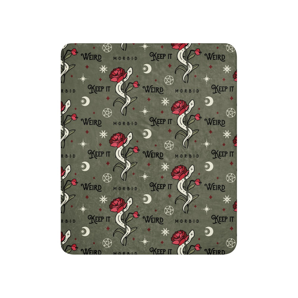 Morbid Keep It Weird Snake Pattern Sherpa Blanket