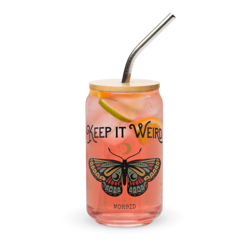 Morbid Keep It Weird Moth Can Glass