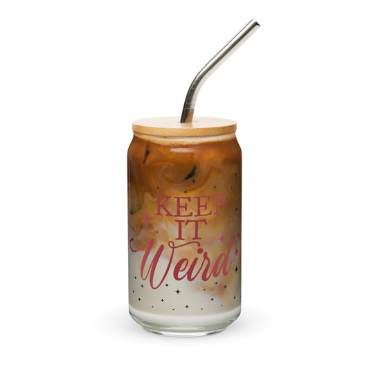 Morbid "Keep It Weird" Can-Shaped Glass with Lid and Straw-4