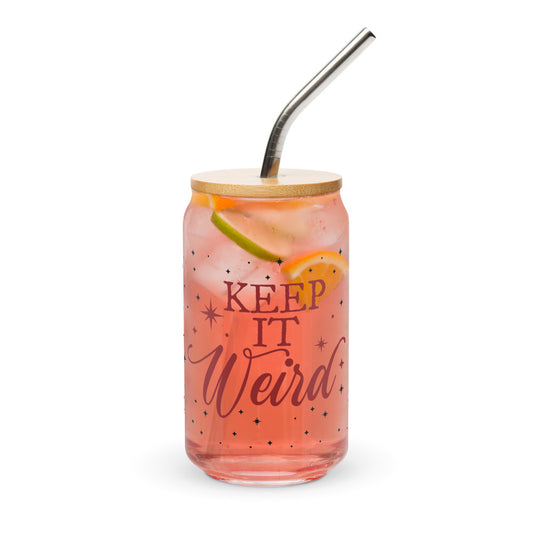 Morbid "Keep It Weird" Can-Shaped Glass with Lid and Straw-6