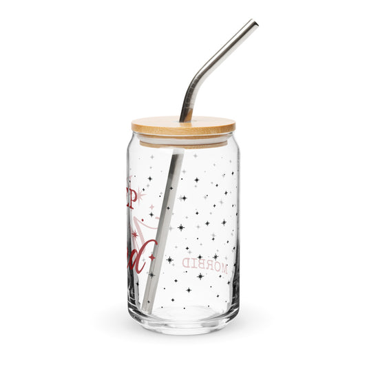 Morbid "Keep It Weird" Can-Shaped Glass with Lid and Straw-2