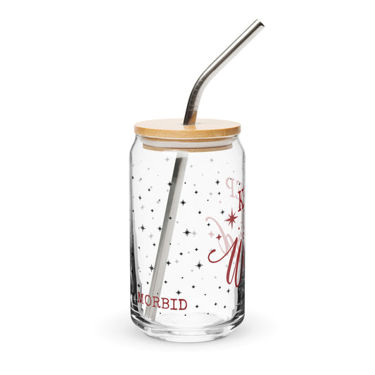 Morbid "Keep It Weird" Can-Shaped Glass with Lid and Straw-3