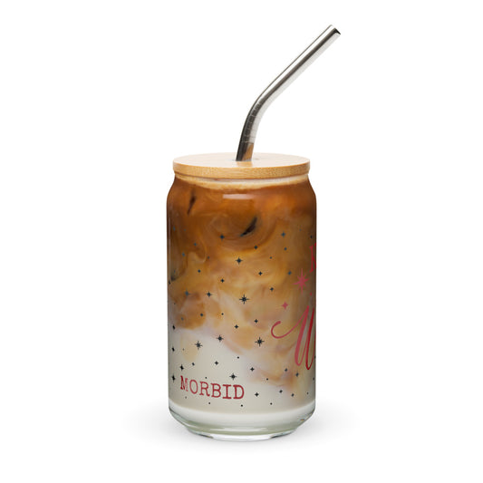 Morbid "Keep It Weird" Can-Shaped Glass with Lid and Straw-5