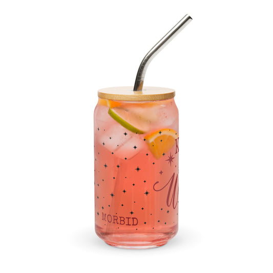 Morbid "Keep It Weird" Can-Shaped Glass with Lid and Straw-7