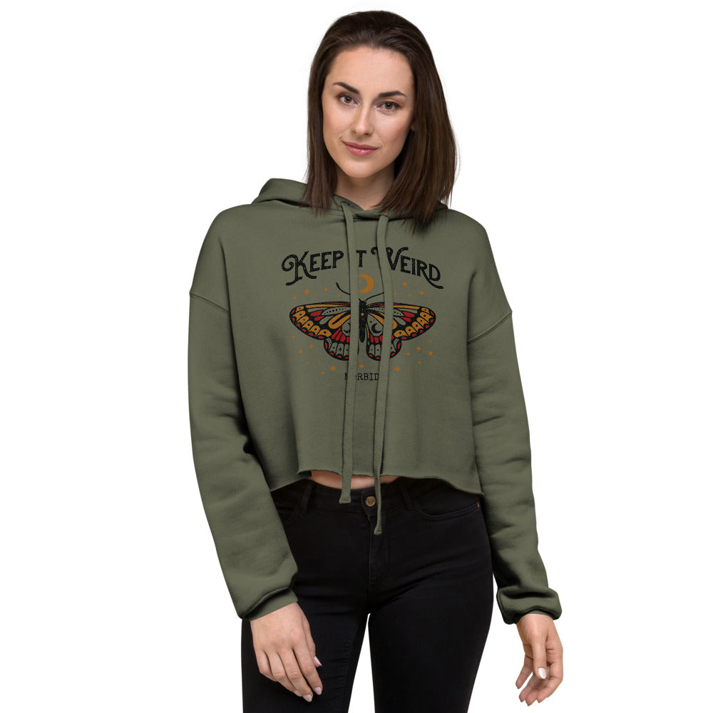 Morbid Keep It Weird Moth Cropped Hoodie