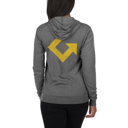 How I Built This Distressed Logo Unisex Tri-Blend Zip-Up Hooded Sweatshirt-2