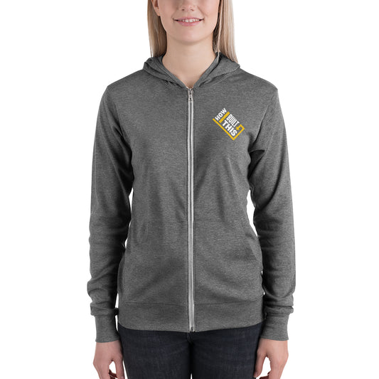How I Built This Distressed Logo Unisex Tri-Blend Zip-Up Hooded Sweatshirt-1