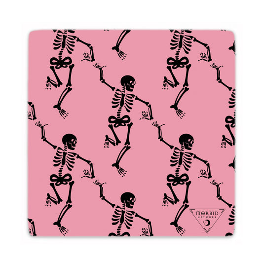 Morbid Dancing Skeletons Coasters with Mahogany Holder - Set of 4-2