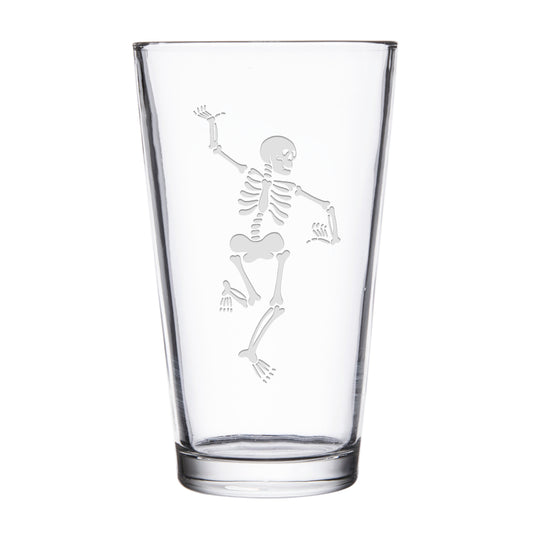 Morbid Skeleton and Patch Laser Engraved Pint Glass-1