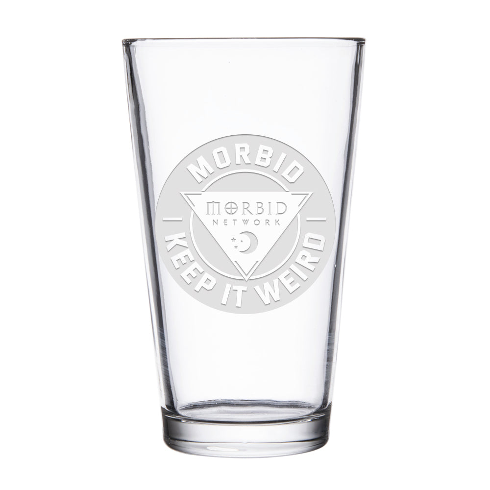 Morbid Skeleton and Patch Laser Engraved Pint Glass