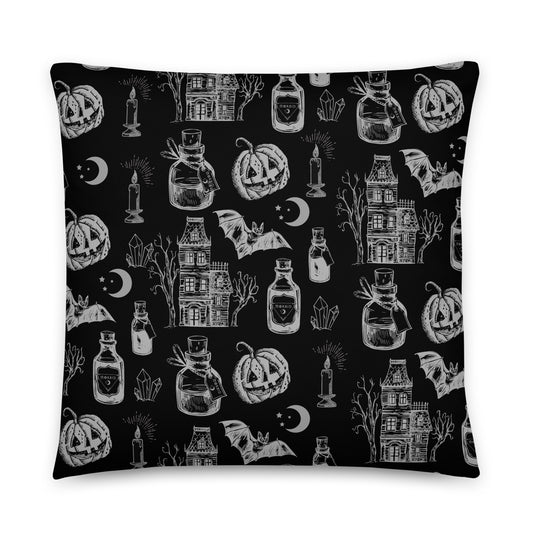 Morbid Haunted House Pattern Pillow-5