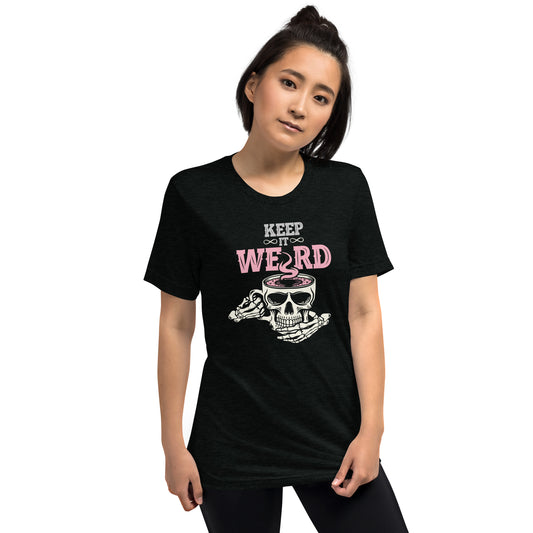 Morbid Keep It Weird Skull Unisex Tri-Blend T-Shirt-3
