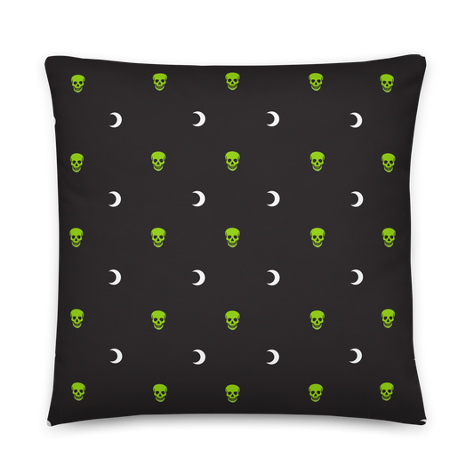Morbid Skull Moon Pattern Throw Pillow-3