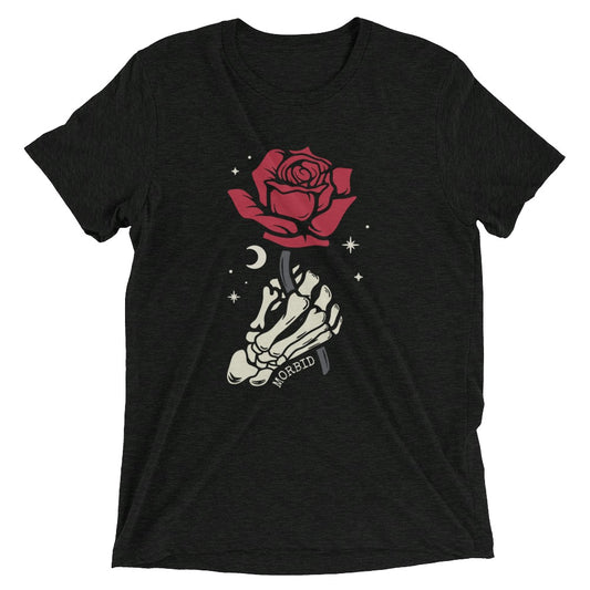 Morbid Skeleton Rose Adult Short Sleeve T-Shirt-4