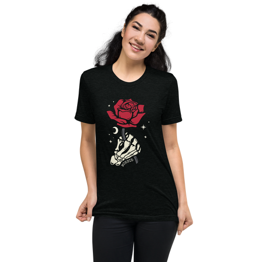 Morbid Skeleton Rose Adult Short Sleeve T-Shirt-3