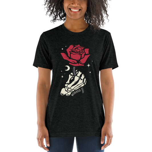 Morbid Skeleton Rose Adult Short Sleeve T-Shirt-1