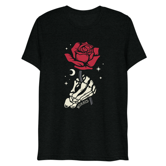 Morbid Skeleton Rose Adult Short Sleeve T-Shirt-0