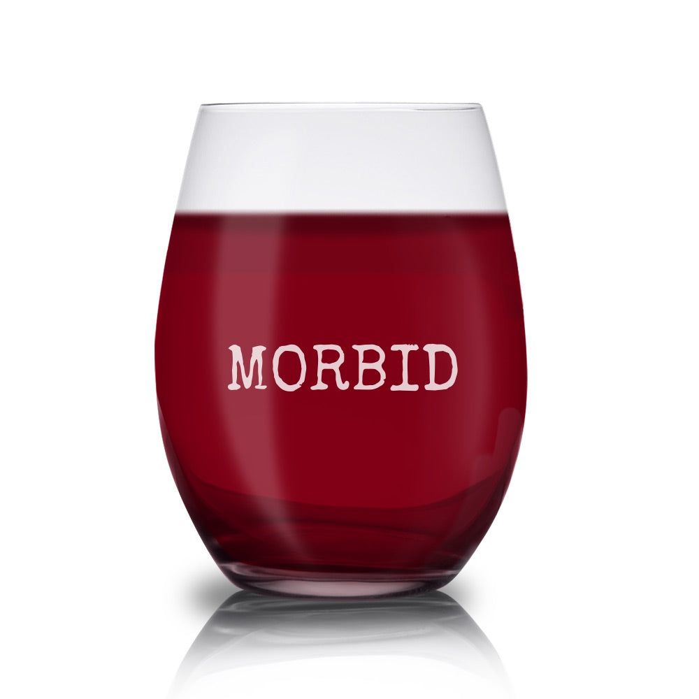 Morbid Celestial Laser Engraved Stemless Wine Glass