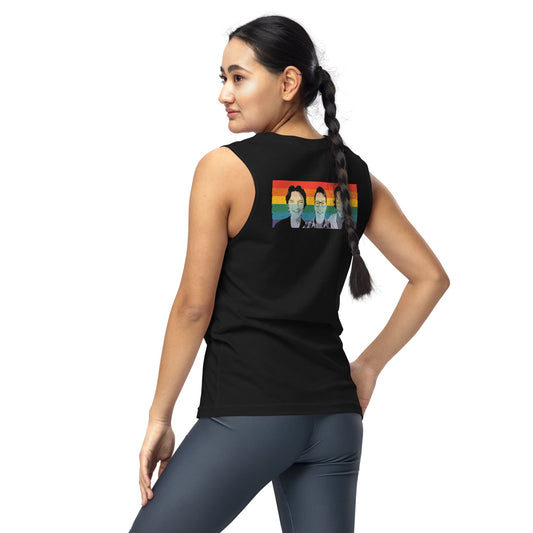 SmartLess Rainbow Faces Unisex Muscle Tank Top-5