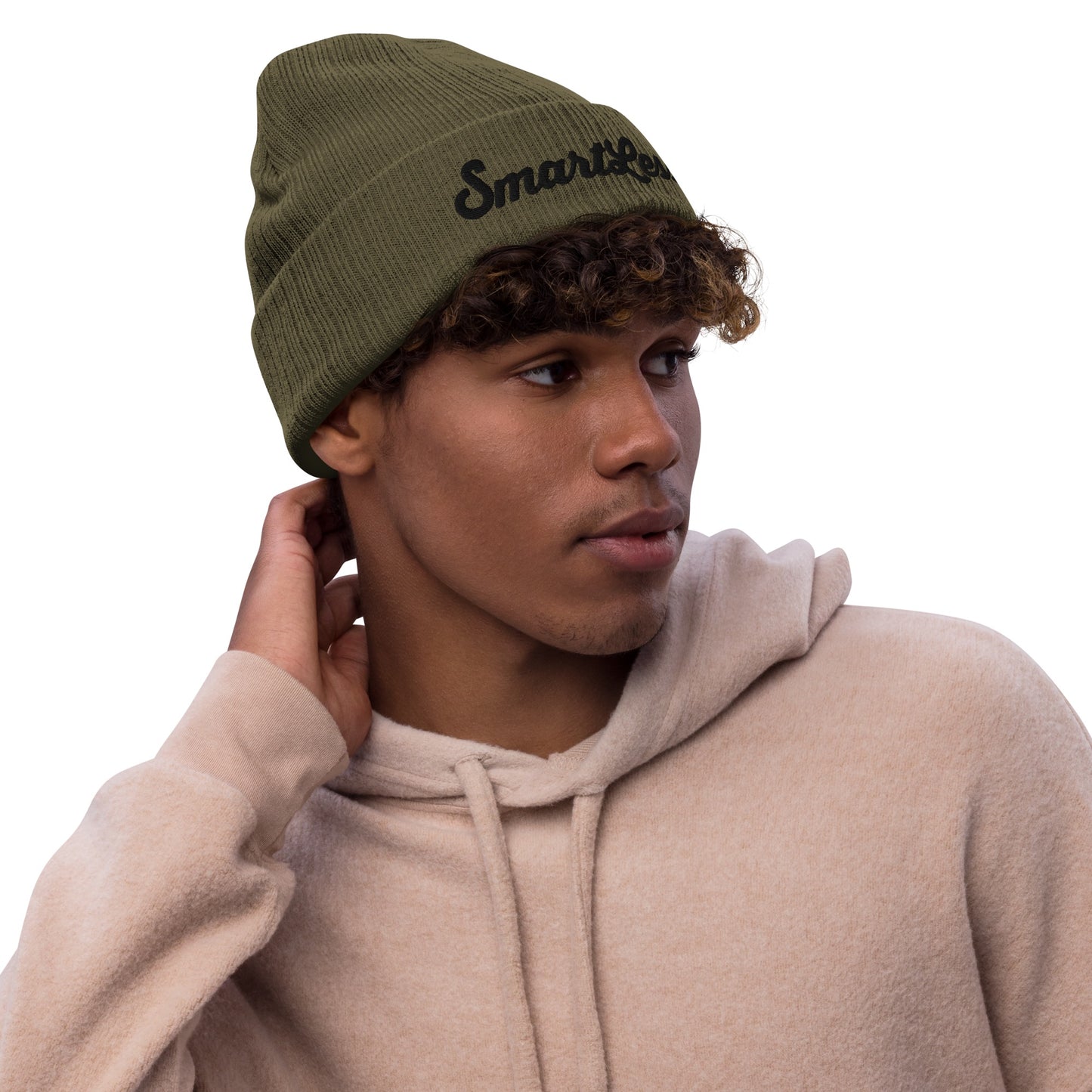 SmartLess Green Ribbed Beanie
