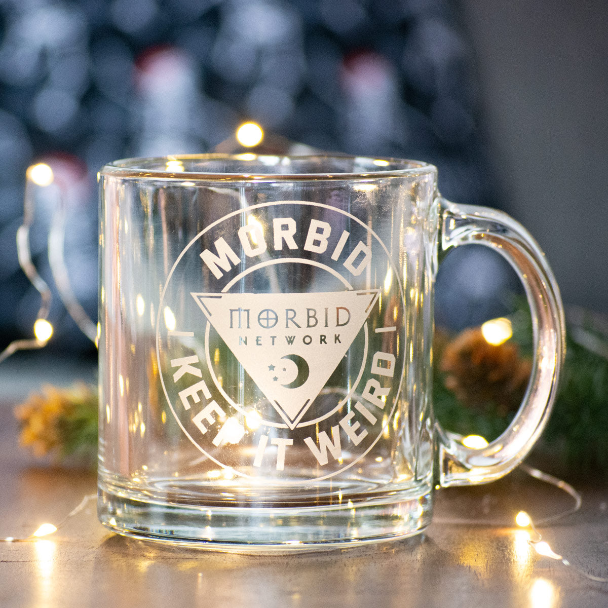 Morbid Logo Clear Engraved Mug