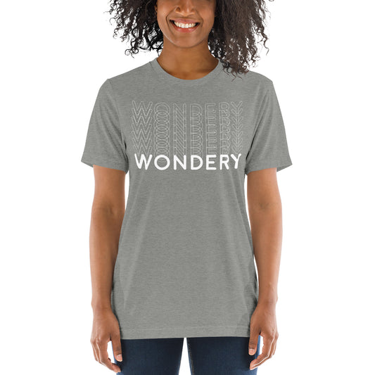 Wondery Repeating Adult Tri-Blend T-Shirt-1