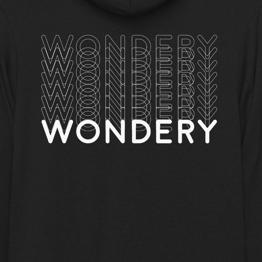 Wondery Distressed Logo Lightweight Zip-up Hooded Sweatshirt