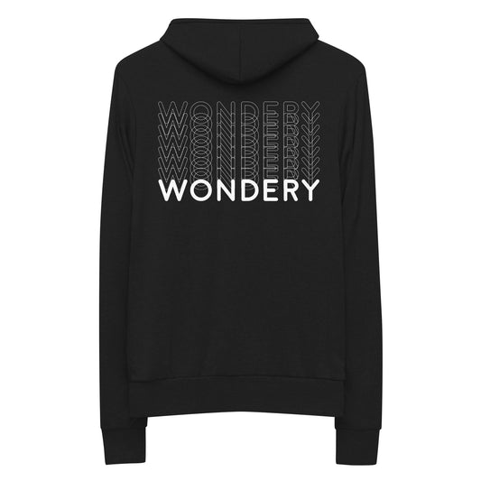 Wondery Distressed Logo Lightweight Zip-up Hooded Sweatshirt-3