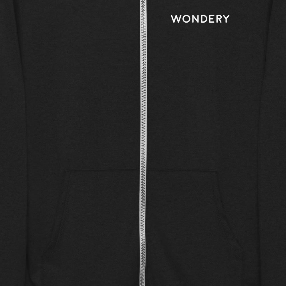 Wondery Distressed Logo Lightweight Zip-up Hooded Sweatshirt