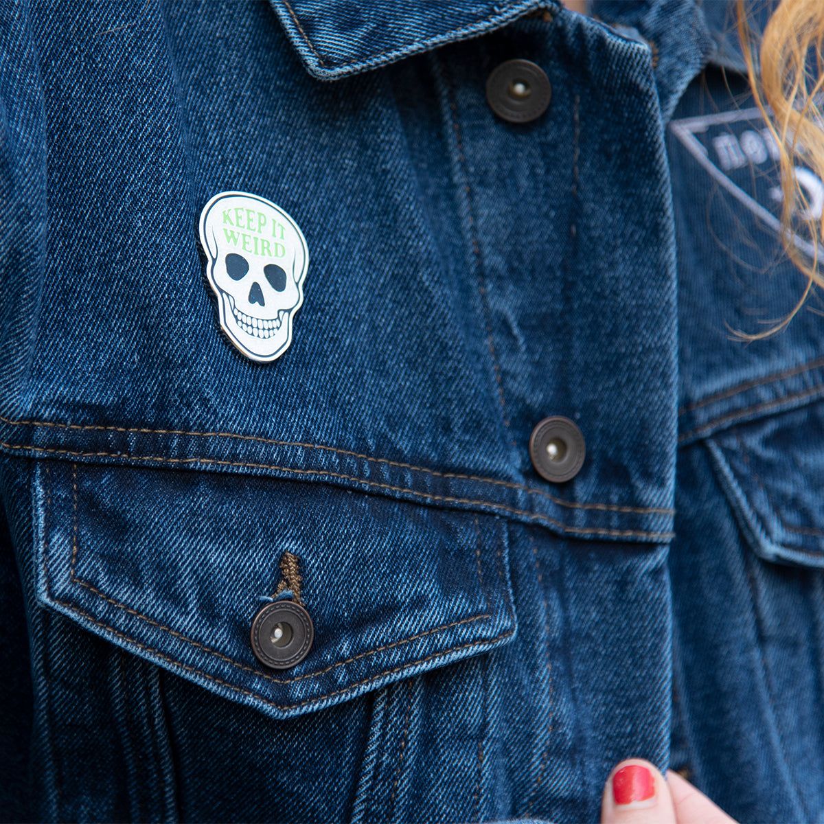 Morbid Glitter Glow Skull Pin