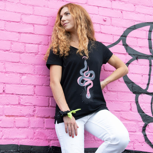 Morbid Alaina Ash Snakes Women's Recycled V-Neck T-Shirt-2